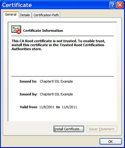 The Internet Explorer 5.5 SSL certificate details dialog.